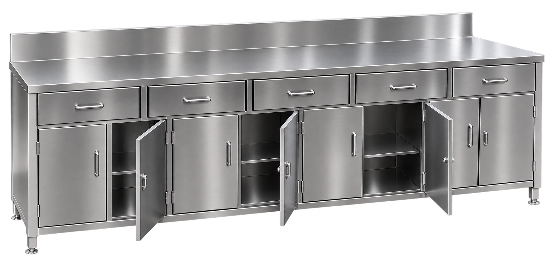 SS working Cabinets with Drawers and Door - Commercial Kitchen Equipment by Kalam Kitchen Equipments